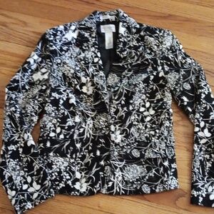 Villager by Liz Claiborne Dark Floral Stretch Jacket ■ Size 6